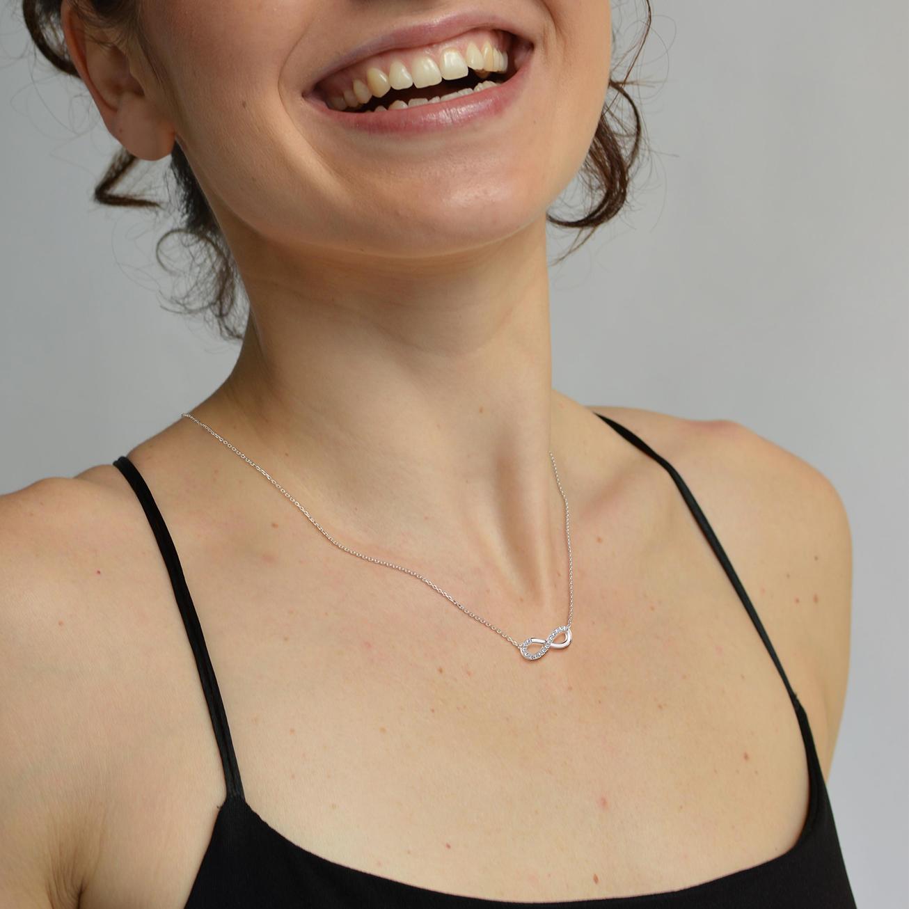 Lab Grown Diamond Infinity Necklace In 14K Solid Gold/Platinum - 