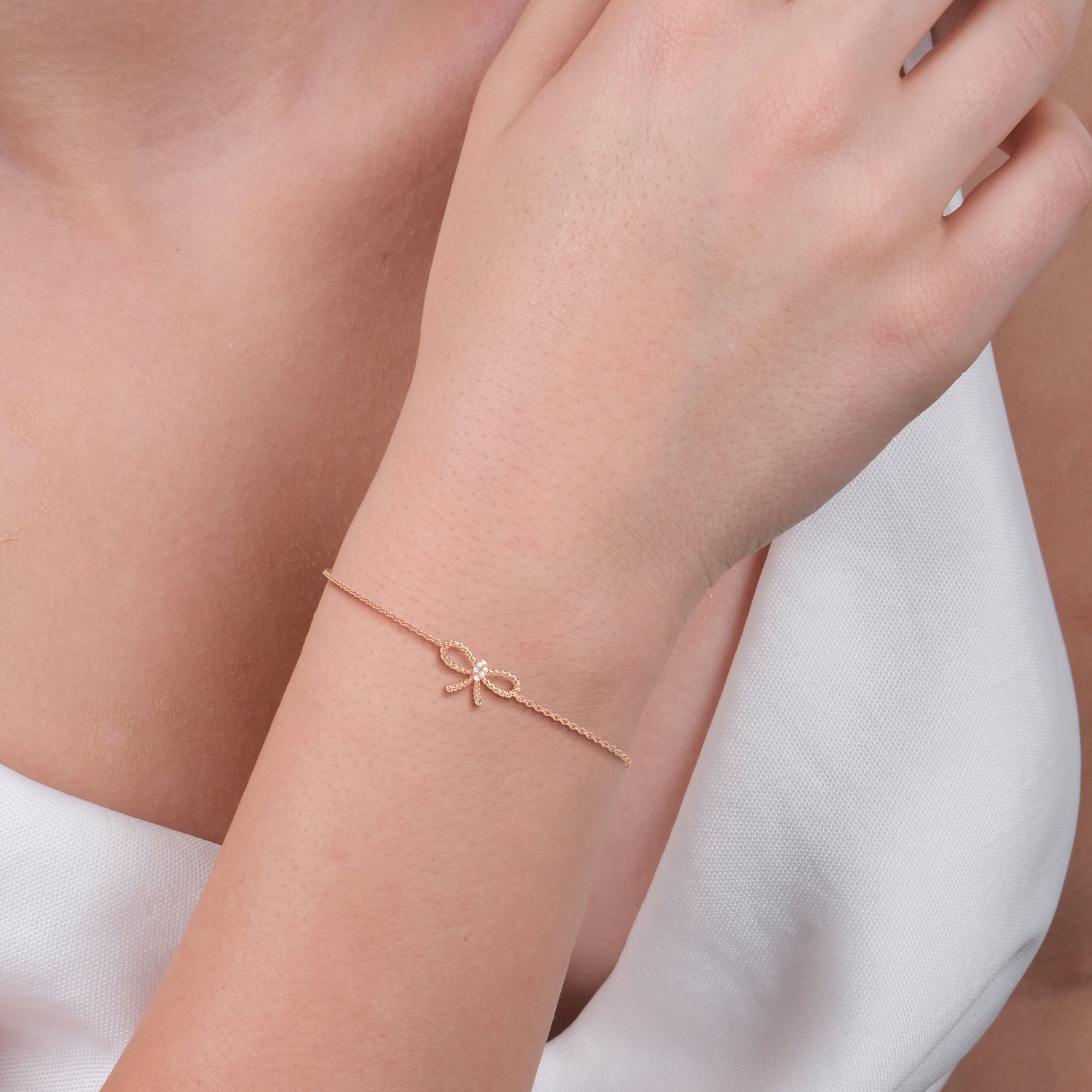 Lab Grown Diamond Bow Bracelet In 14K Solid Gold/Platinum - Bracelets