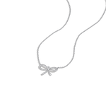 Lab Grown Diamond Bow Pendant Necklace In 14K Solid Gold/Platinum - 