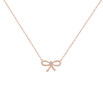 Lab Grown Diamond Bow Pendant Necklace In 14K Solid Gold/Platinum - 