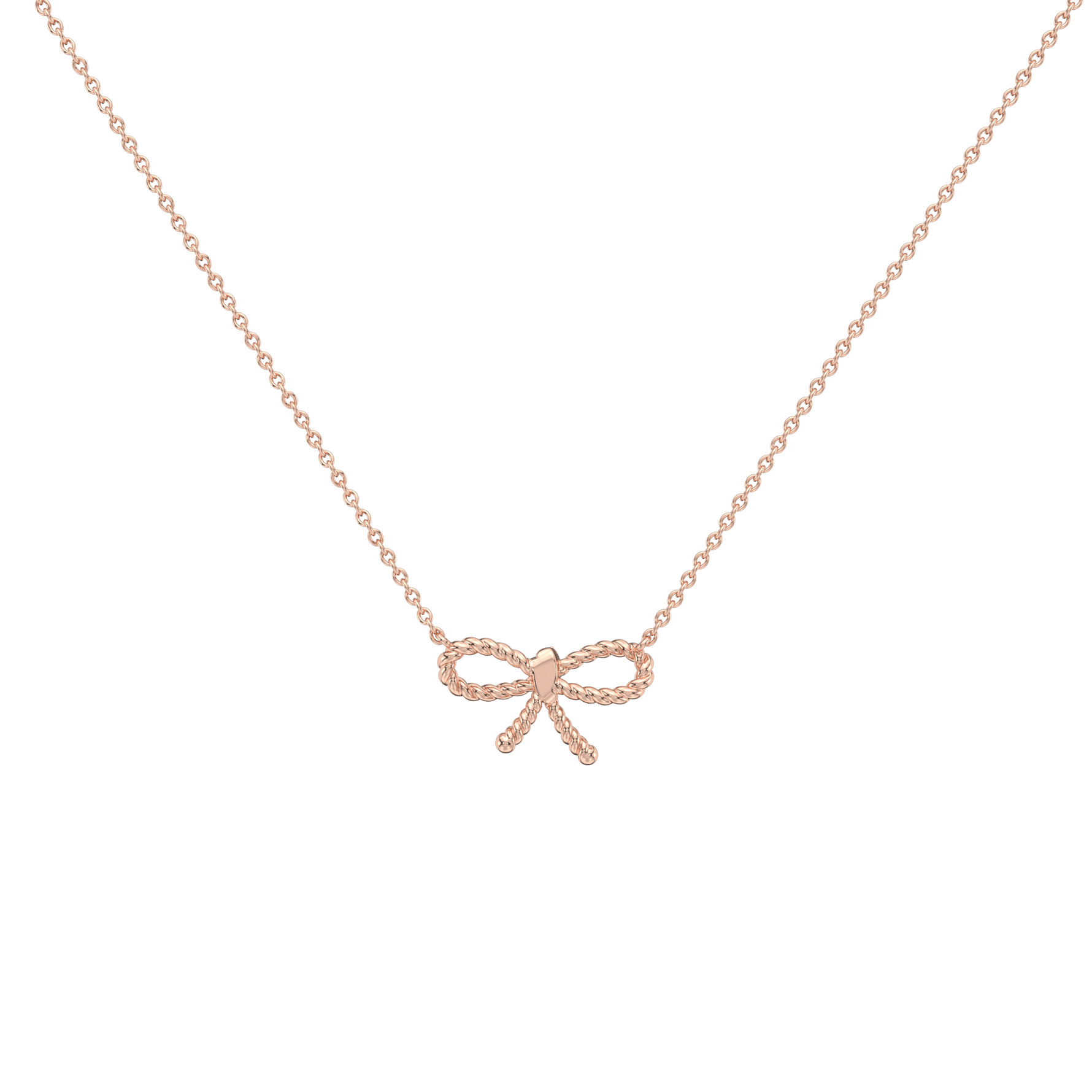 Lab Grown Diamond Bow Pendant Necklace In 14K Solid Gold/Platinum - 