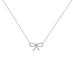 Lab Grown Diamond Bow Pendant Necklace In 14K Solid Gold/Platinum - 