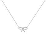 Lab Grown Diamond Bow Pendant Necklace In 14K Solid Gold/Platinum - 