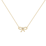 Lab Grown Diamond Bow Pendant Necklace In 14K Solid Gold/Platinum - 