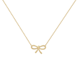 Lab Grown Diamond Bow Pendant Necklace In 14K Solid Gold/Platinum - 