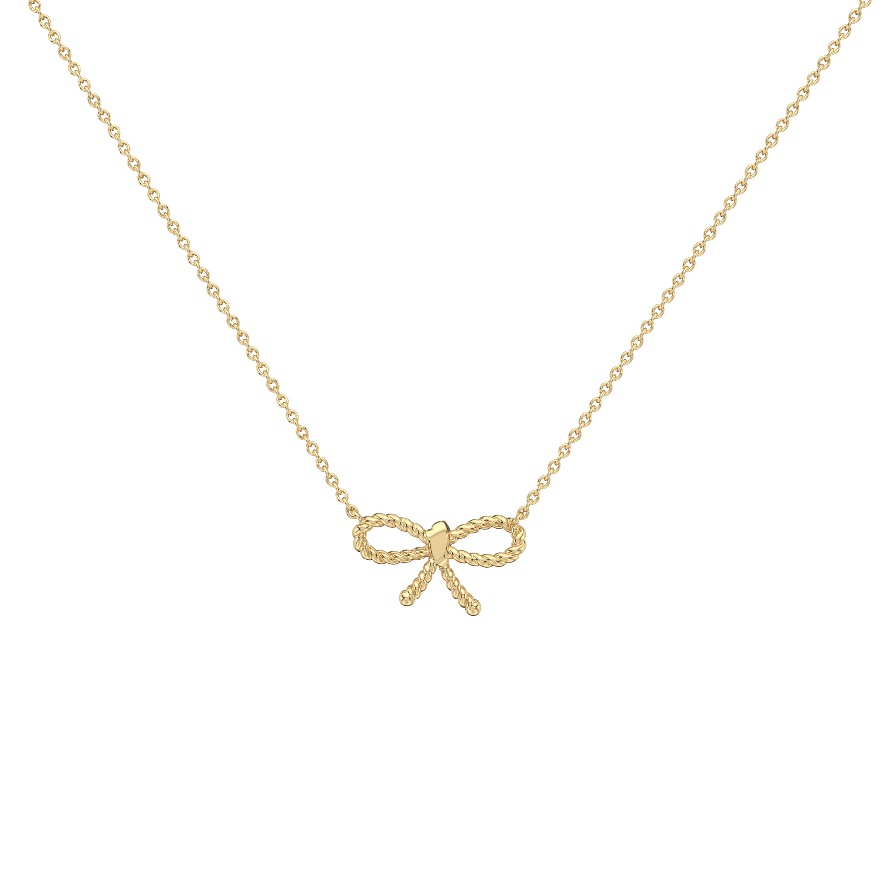 Lab Grown Diamond Bow Pendant Necklace In 14K Solid Gold/Platinum - 
