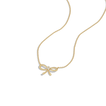 Lab Grown Diamond Bow Pendant Necklace In 14K Solid Gold/Platinum - 