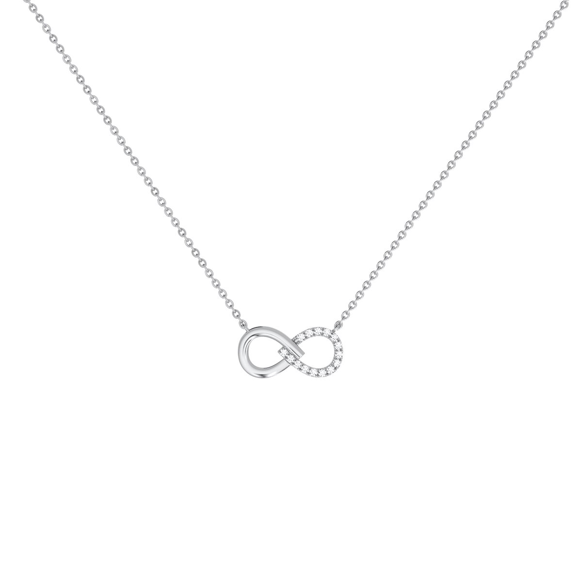 Lab Diamond Infinity Necklace In 14K Solid Gold/Platinum - 