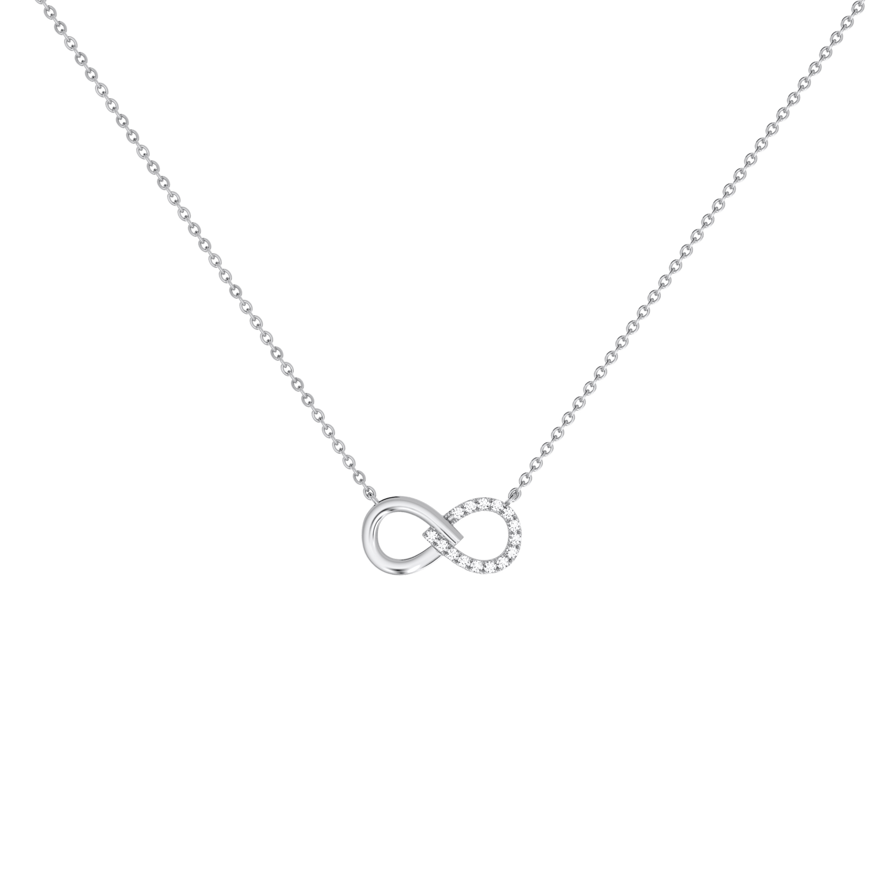 Lab Diamond Infinity Necklace In 14K Solid Gold/Platinum - 