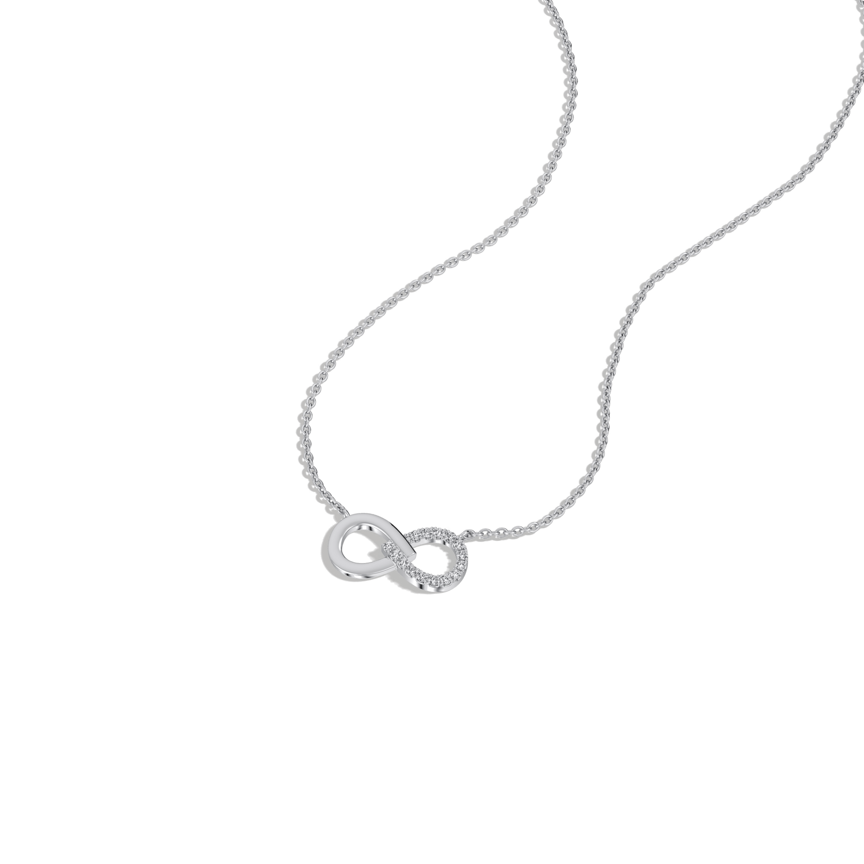 Lab Diamond Infinity Necklace In 14K Solid Gold/Platinum - 