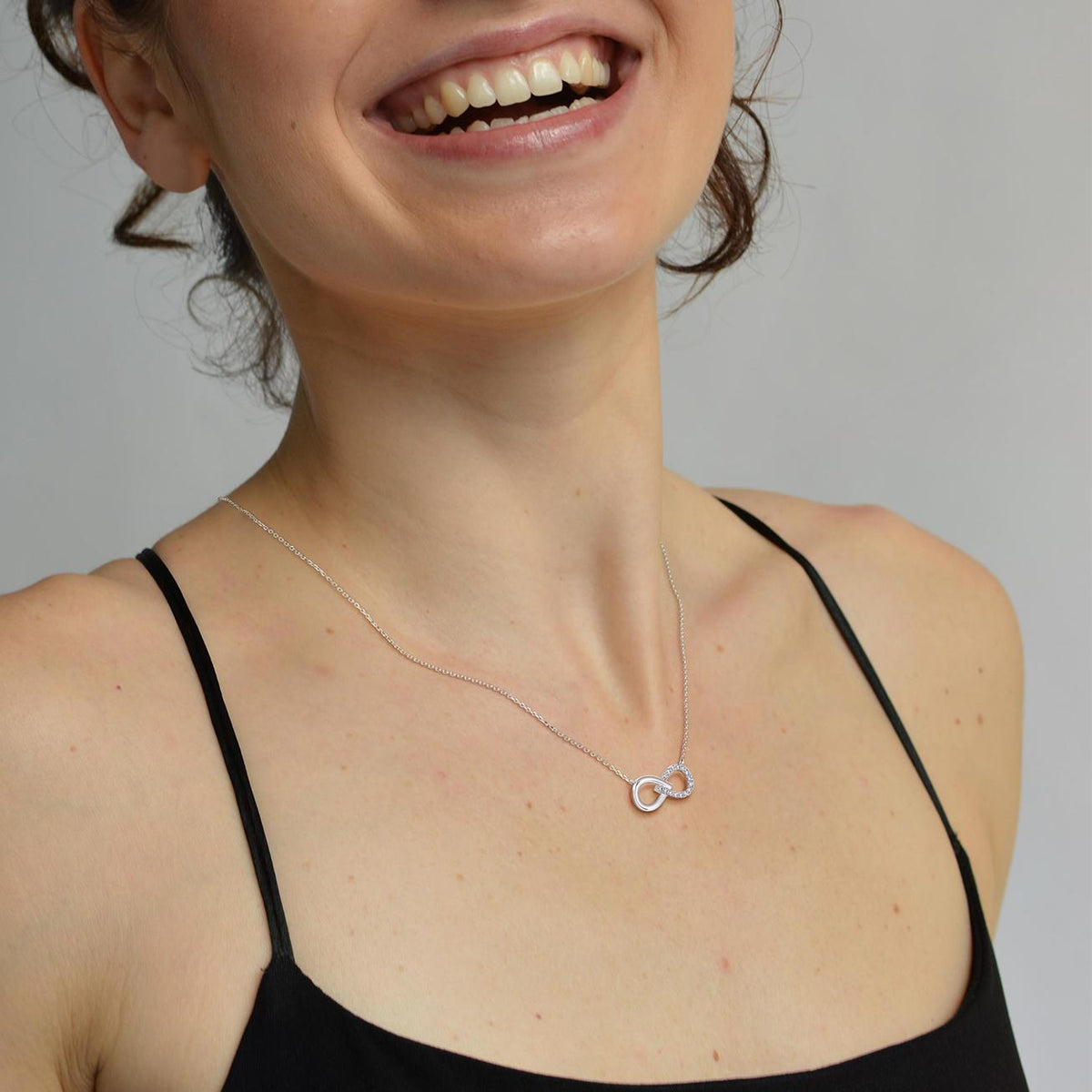 Lab Diamond Infinity Necklace In 14K Solid Gold/Platinum - 