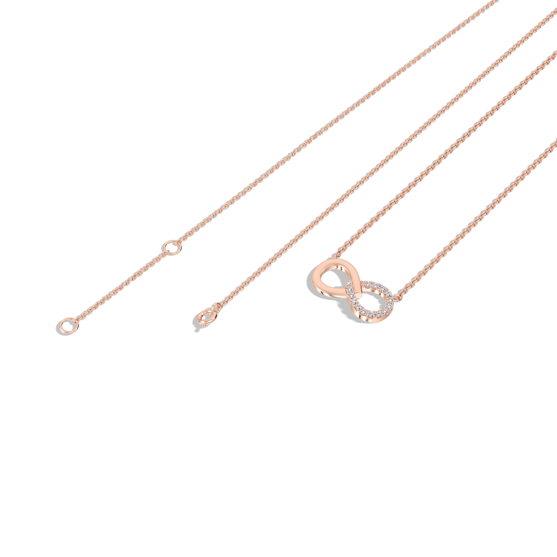 Lab Diamond Infinity Necklace In 14K Solid Gold/Platinum - 