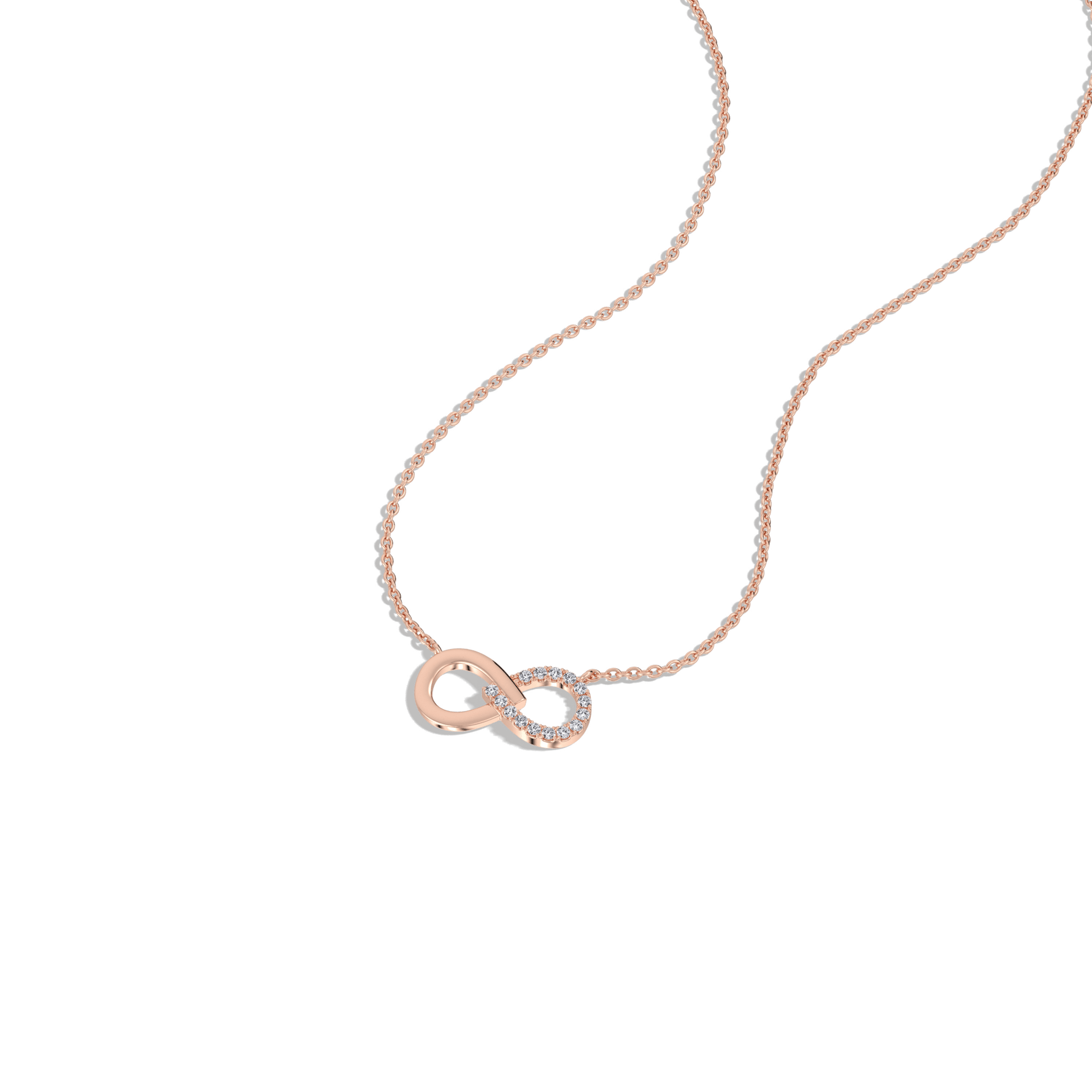Lab Diamond Infinity Necklace In 14K Solid Gold/Platinum - 