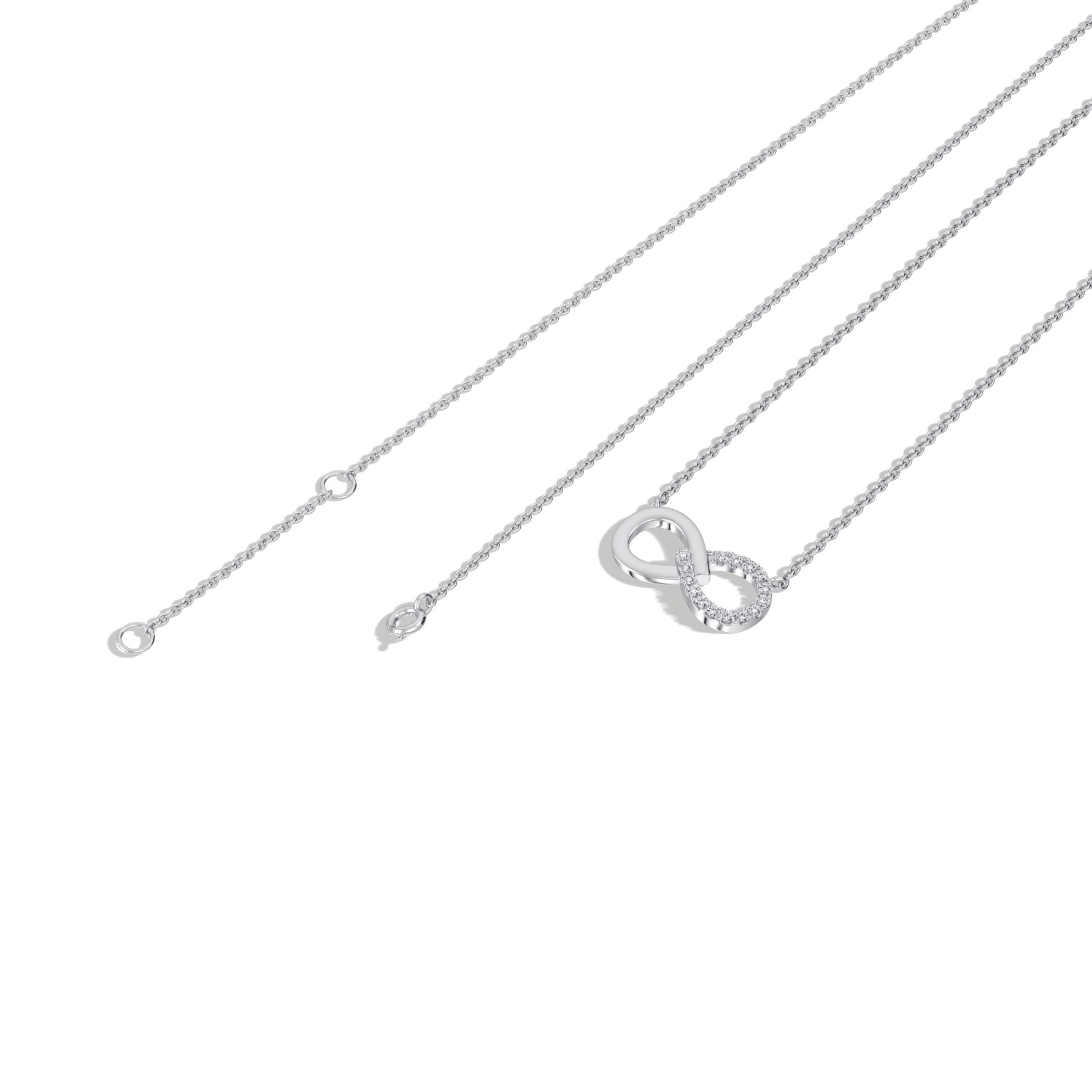 Lab Diamond Infinity Necklace In 14K Solid Gold/Platinum - 
