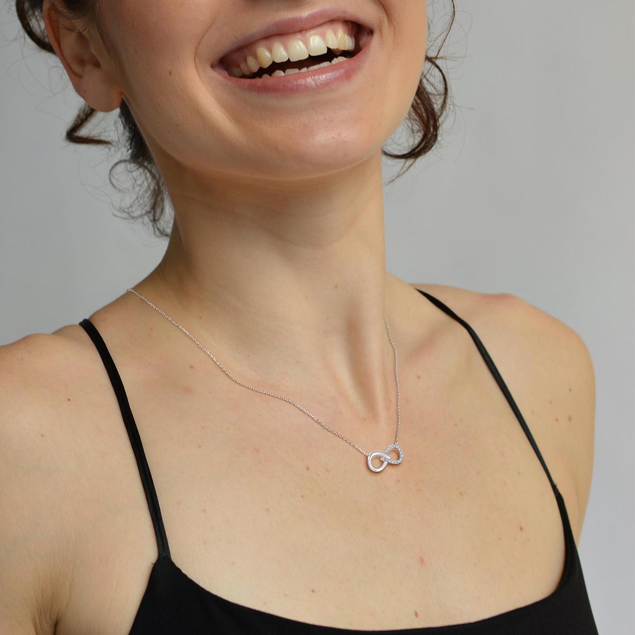 Lab Diamond Infinity Necklace In 14K Solid Gold/Platinum - 
