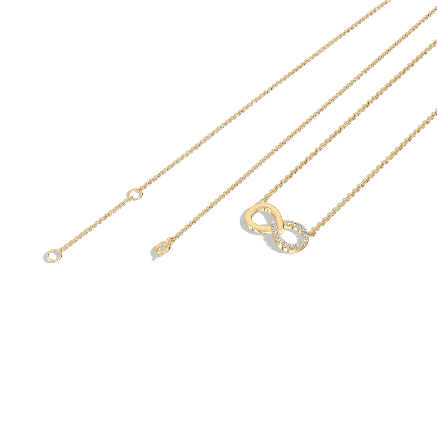 Lab Diamond Infinity Necklace In 14K Solid Gold/Platinum - 
