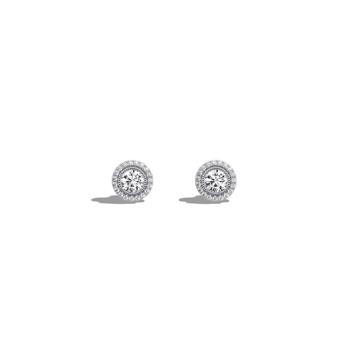 0.73CTW Round Lab Diamond Halo Stud Earrings In 14K Solid Gold/Platinum - 