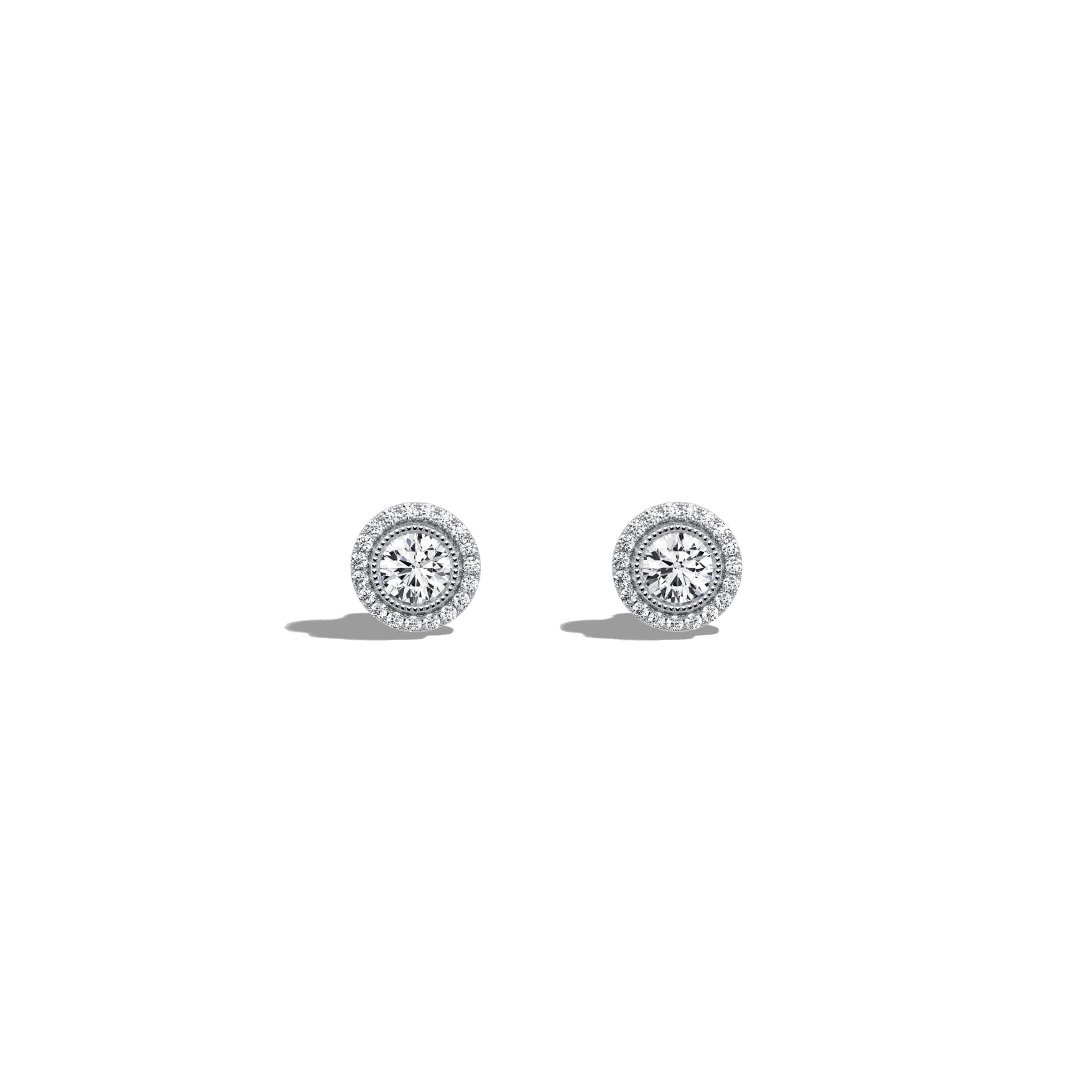 0.73CTW Round Lab Diamond Halo Stud Earrings In 14K Solid Gold/Platinum - 