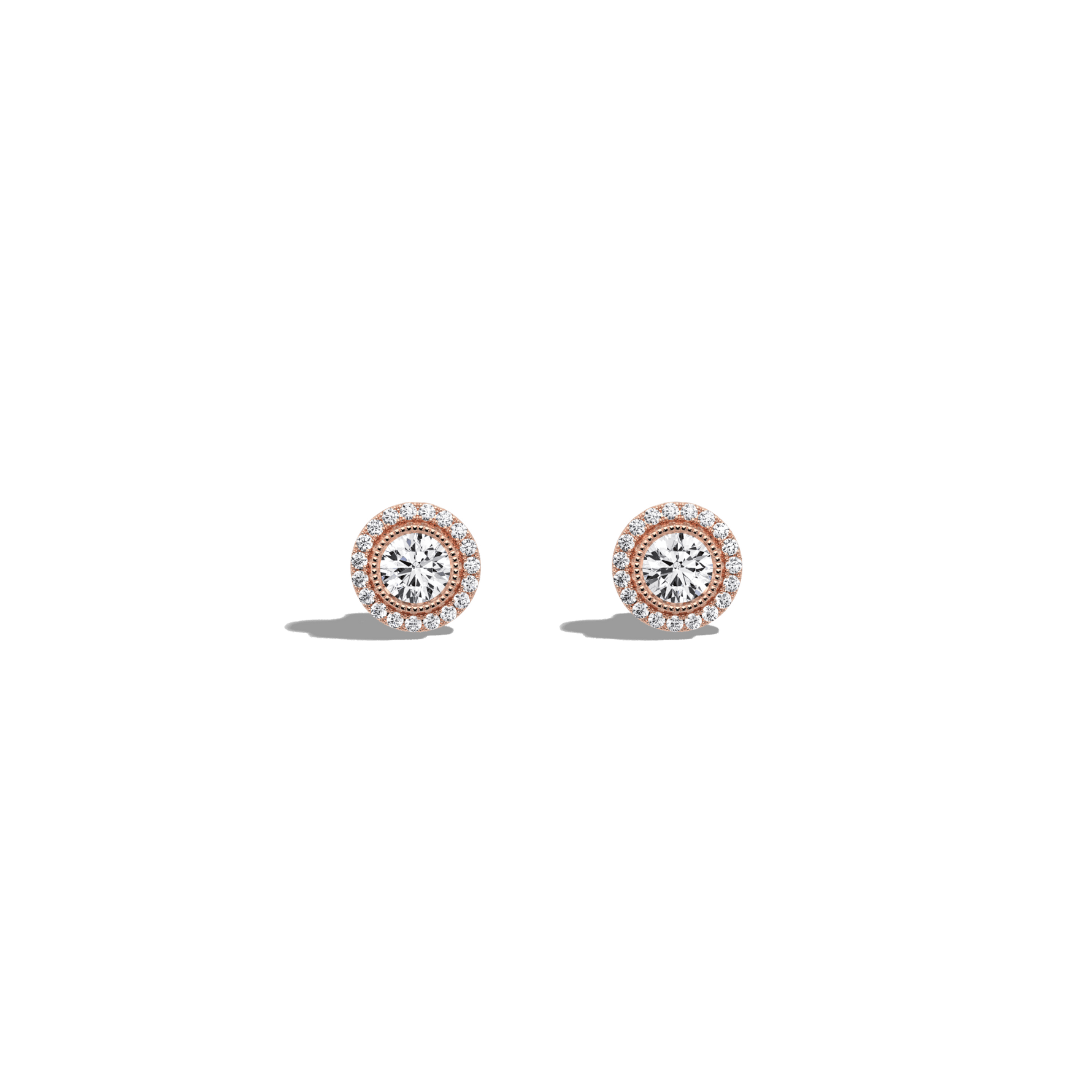 0.73CTW Round Lab Diamond Halo Stud Earrings In 14K Solid Gold/Platinum - 