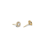 0.73CTW Round Lab Diamond Halo Stud Earrings In 14K Solid Gold/Platinum - 