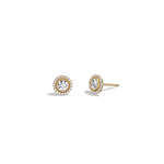 0.73CTW Round Lab Diamond Halo Stud Earrings In 14K Solid Gold/Platinum - 