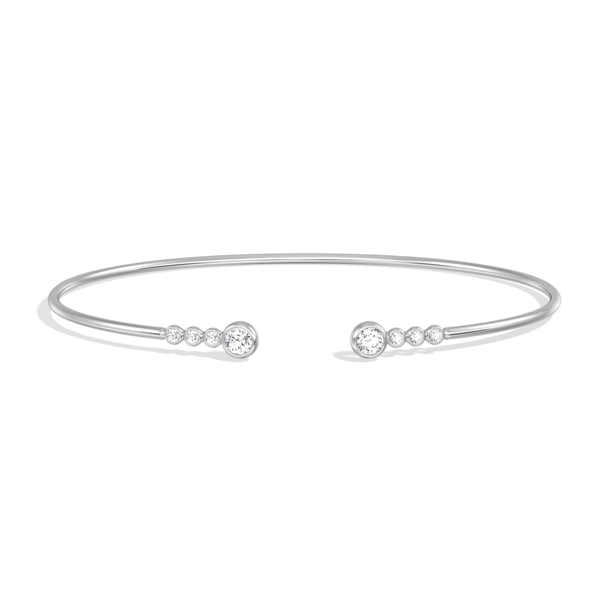 14K Gold Open Bezel Bangel Bracelet With Lab Diamond - 