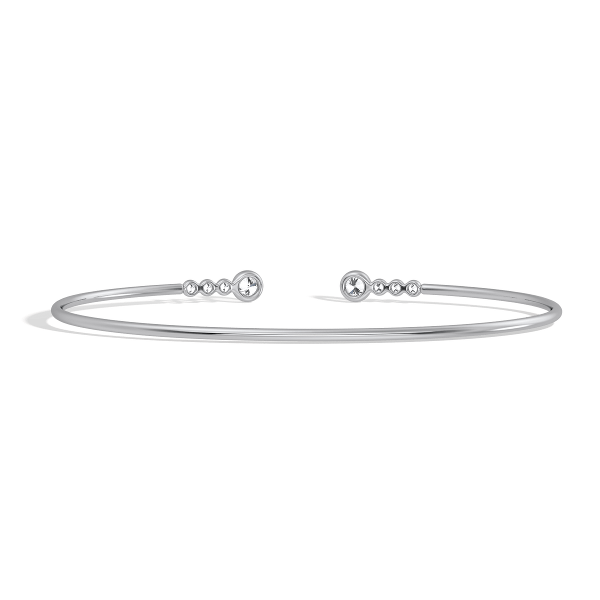 14K Gold Open Bezel Bangel Bracelet With Lab Diamond - 