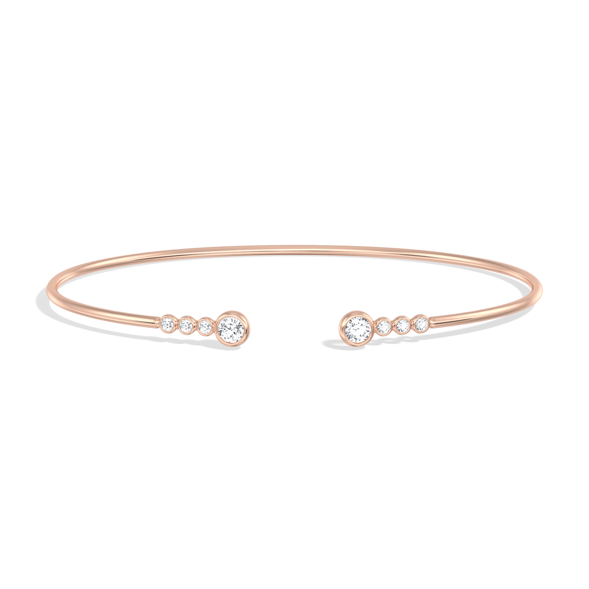14K Gold Open Bezel Bangel Bracelet With Lab Diamond - 