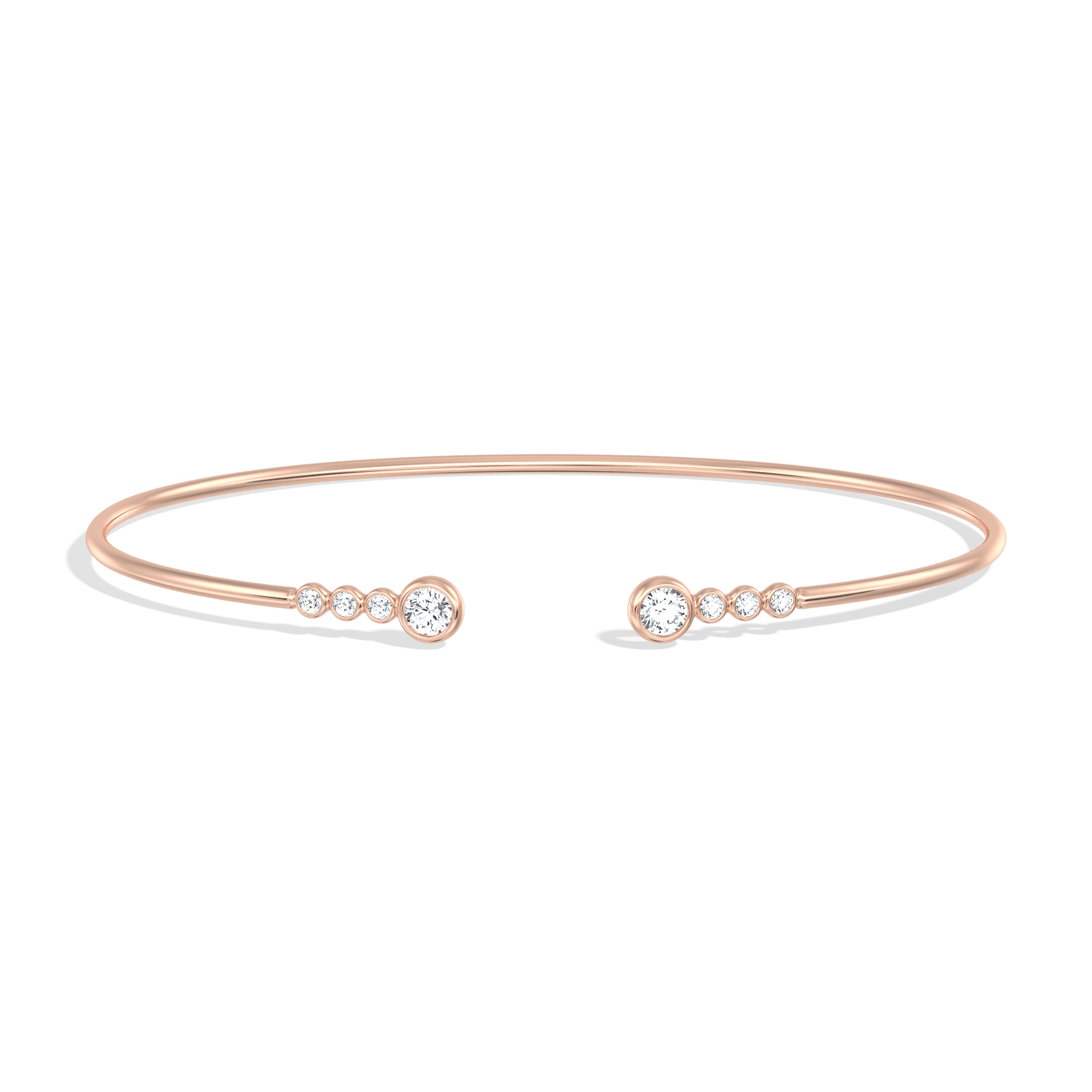 14K Gold Open Bezel Bangel Bracelet With Lab Diamond - 