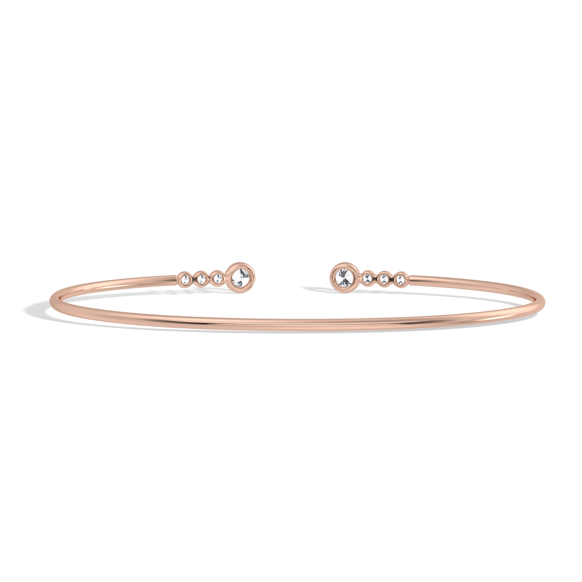 14K Gold Open Bezel Bangel Bracelet With Lab Diamond - 