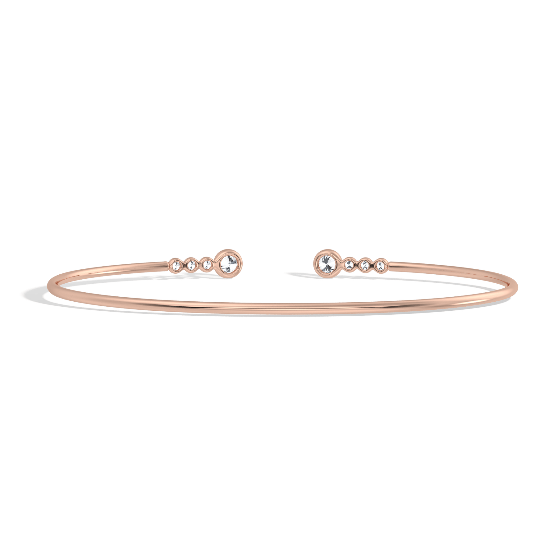 14K Gold Open Bezel Bangel Bracelet With Lab Diamond - 