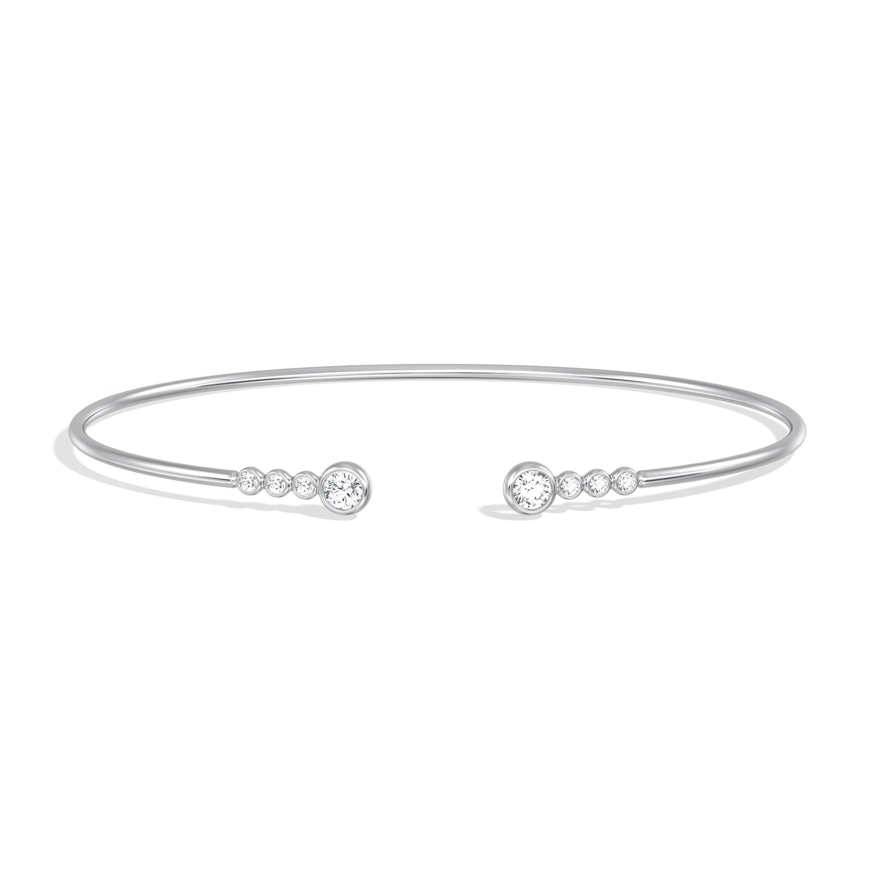 14K Gold Open Bezel Bangel Bracelet With Lab Diamond - 