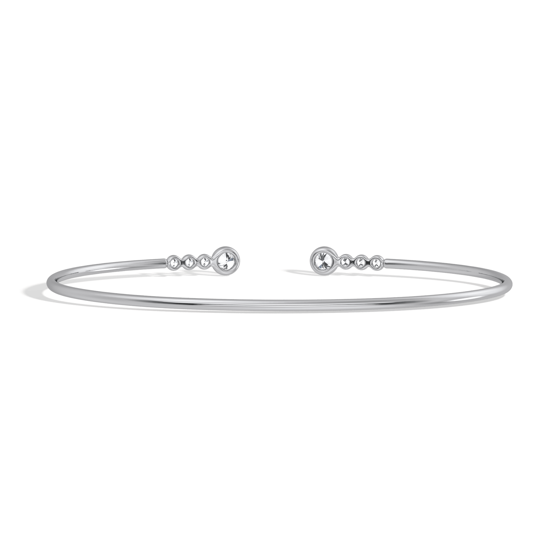 14K Gold Open Bezel Bangel Bracelet With Lab Diamond - 