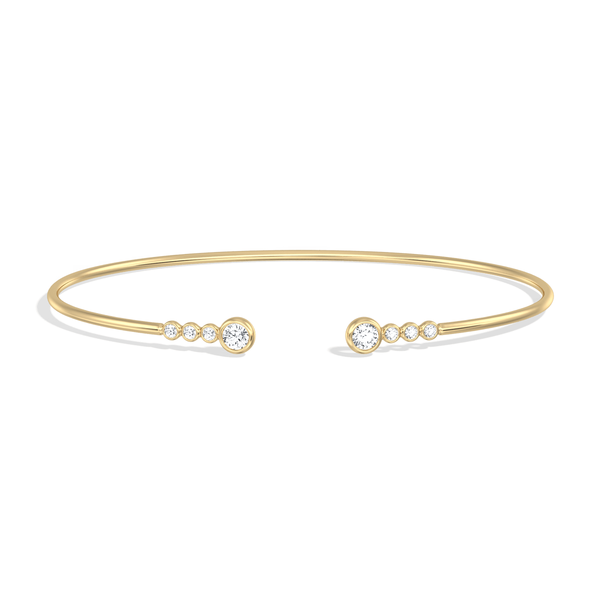 14K Gold Open Bezel Bangel Bracelet With Lab Diamond - 