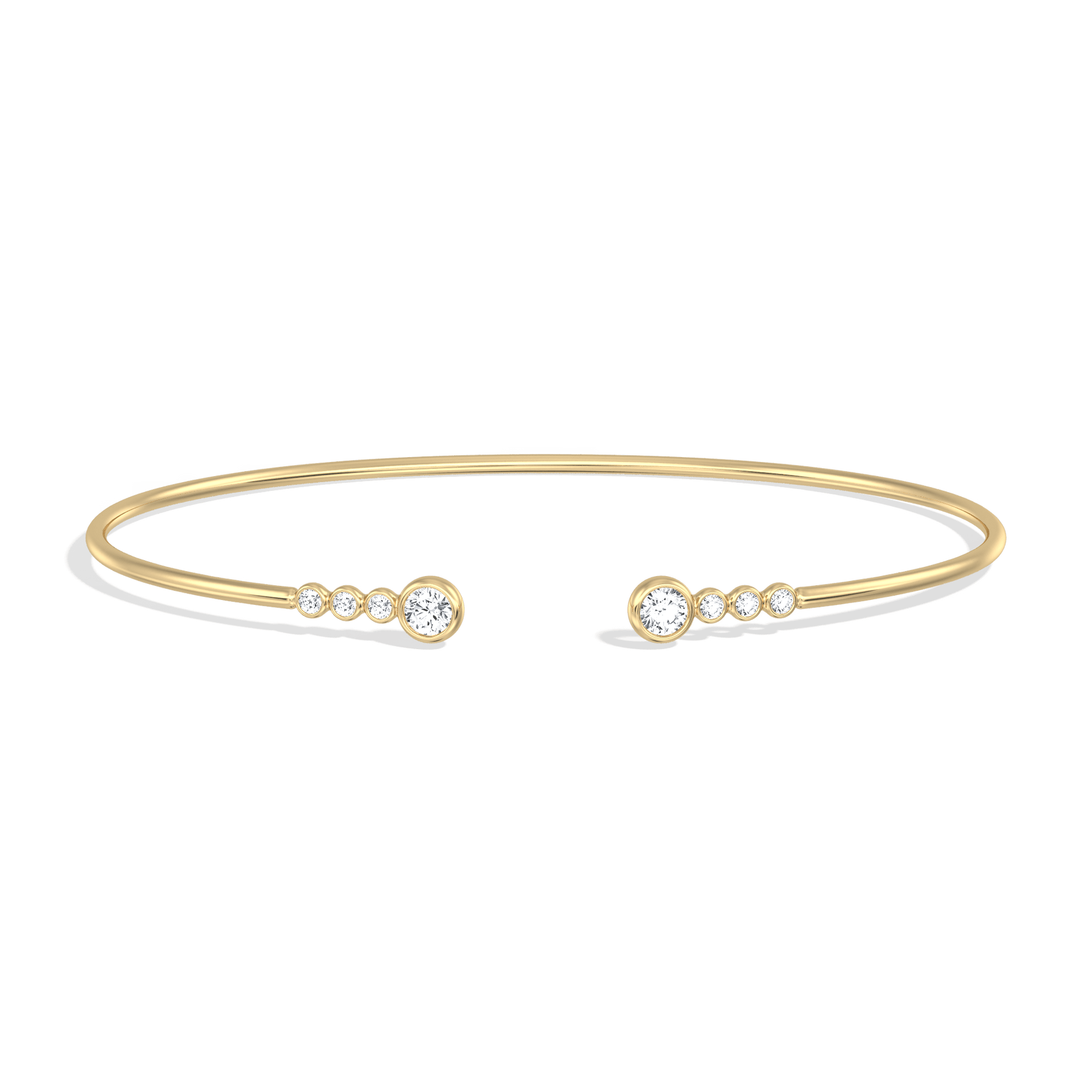 14K Gold Open Bezel Bangel Bracelet With Lab Diamond - 