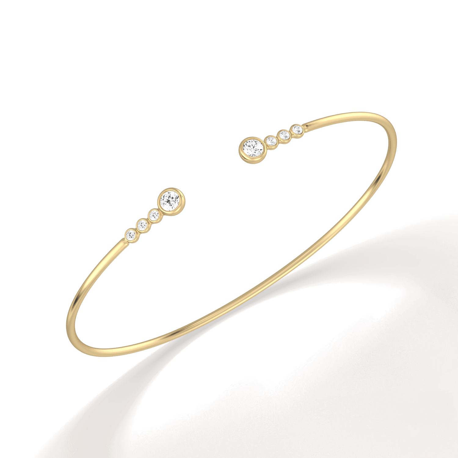 14K Gold Open Bezel Bangel Bracelet With Lab Diamond - 