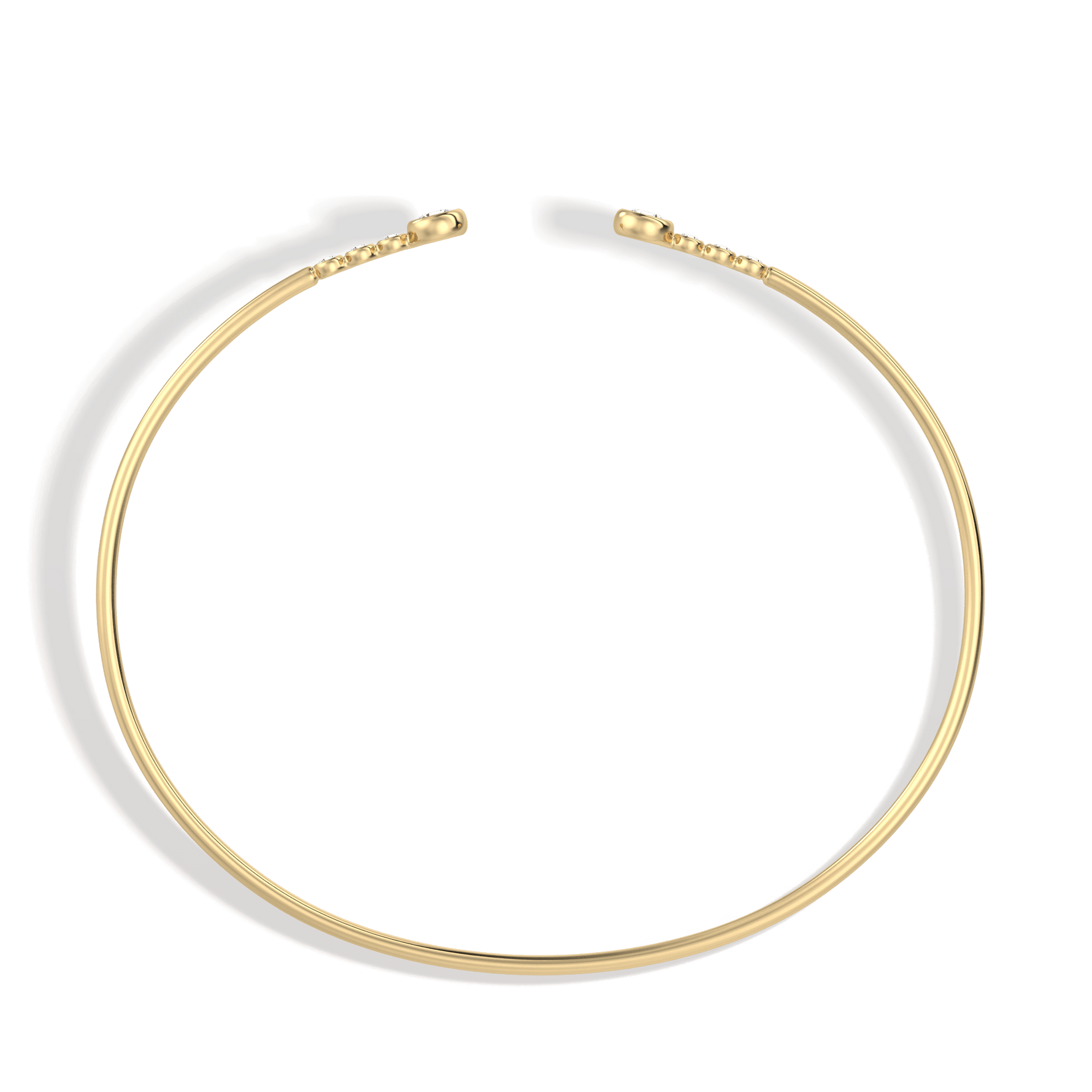 14K Gold Open Bezel Bangel Bracelet With Lab Diamond - 