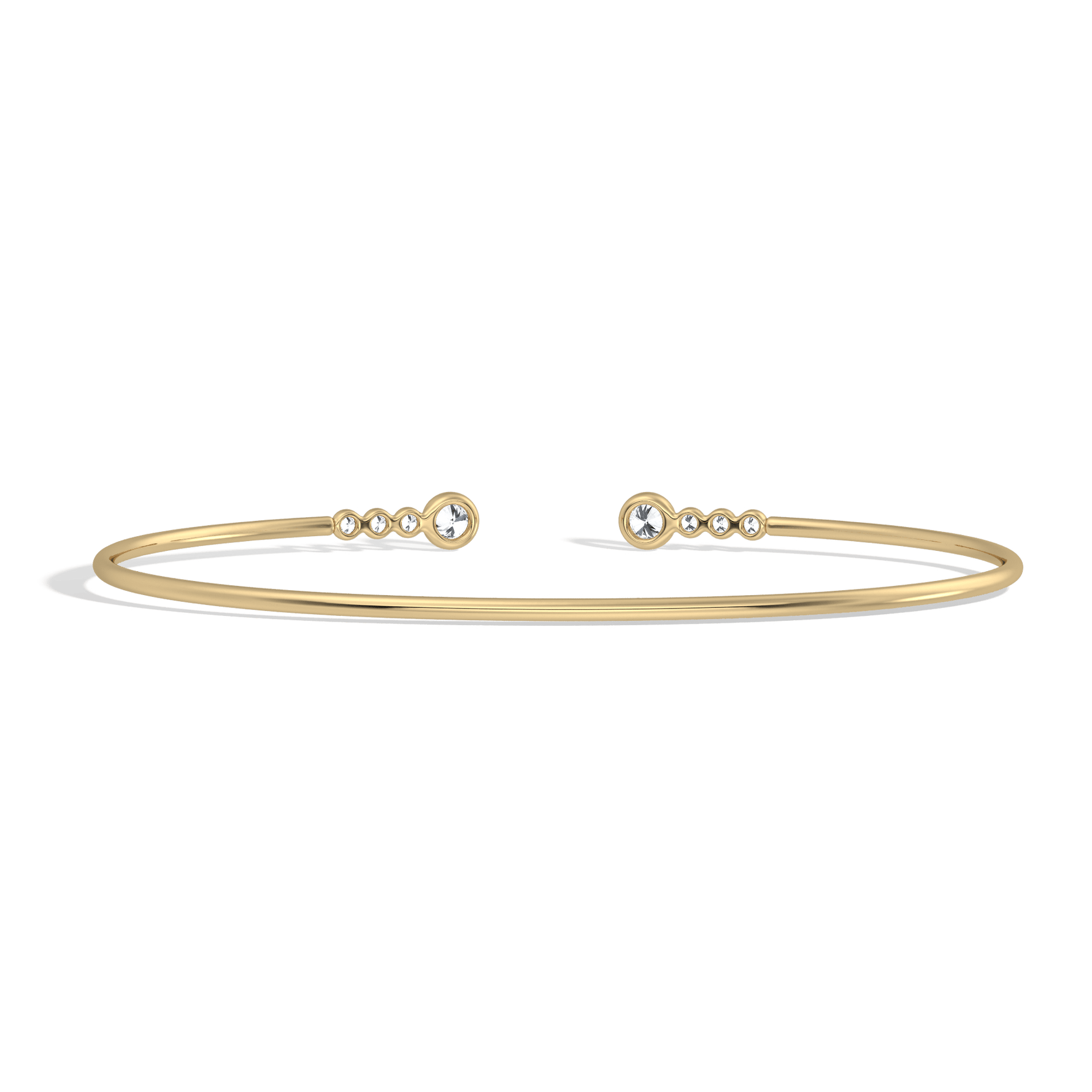 14K Gold Open Bezel Bangel Bracelet With Lab Diamond - 