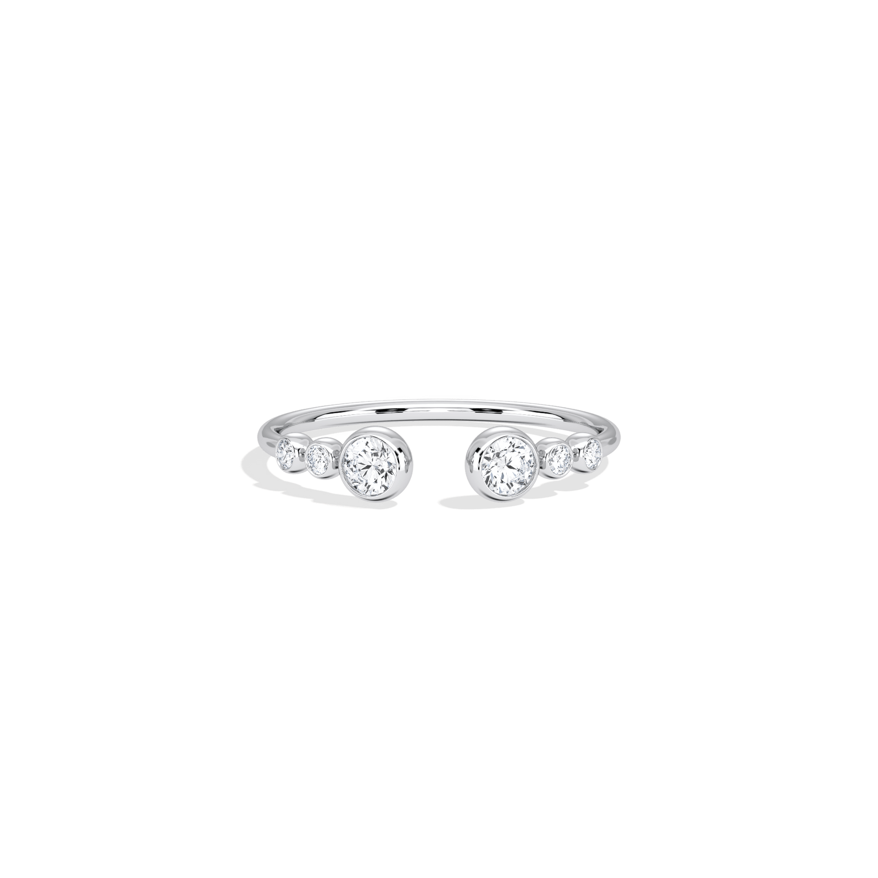14K Solid Gold Bezel Cuff Ring With Lab Diamond - 