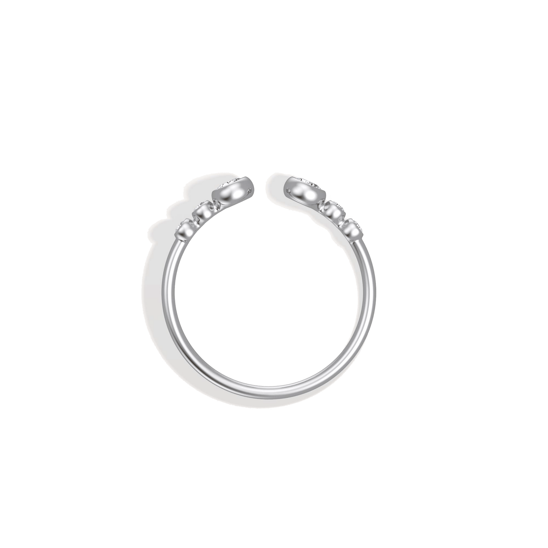 14K Solid Gold Bezel Cuff Ring With Lab Diamond - 