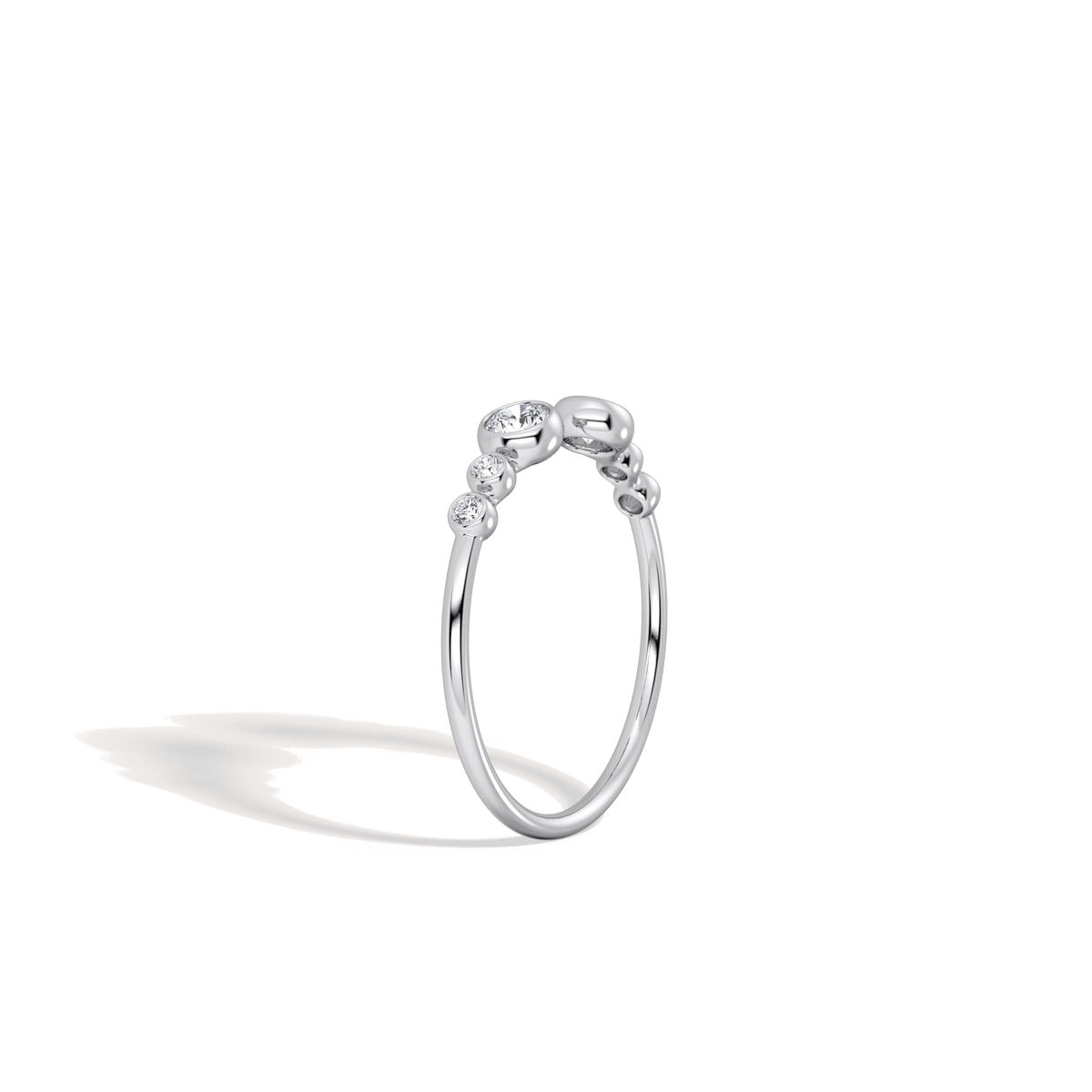 14K Solid Gold Bezel Cuff Ring With Lab Diamond - 