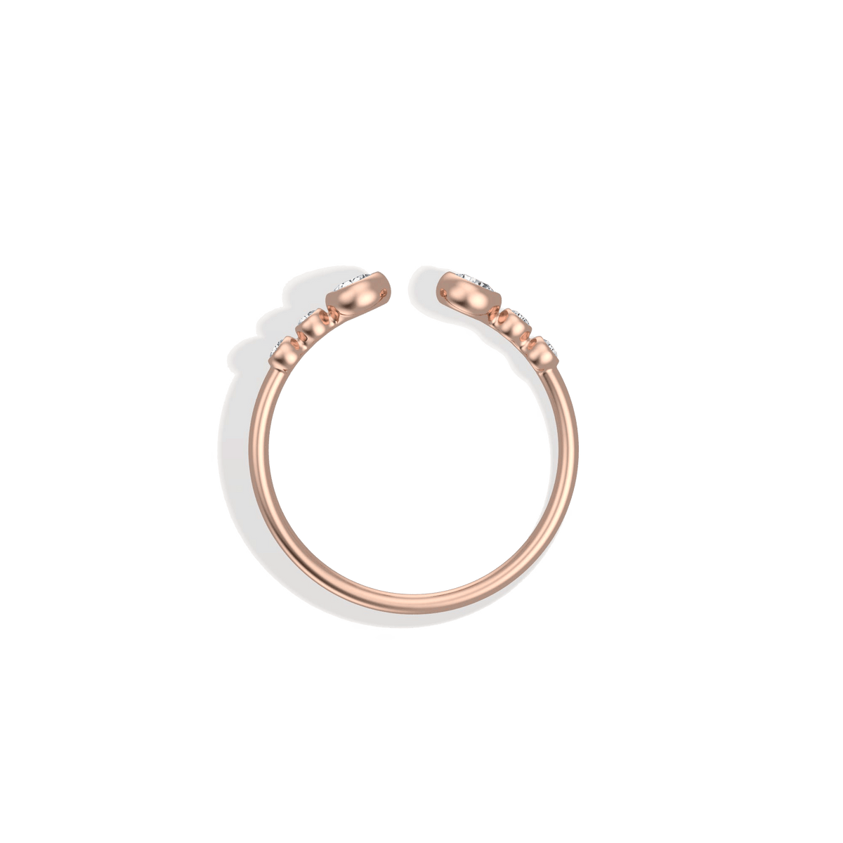 14K Solid Gold Bezel Cuff Ring With Lab Diamond - 