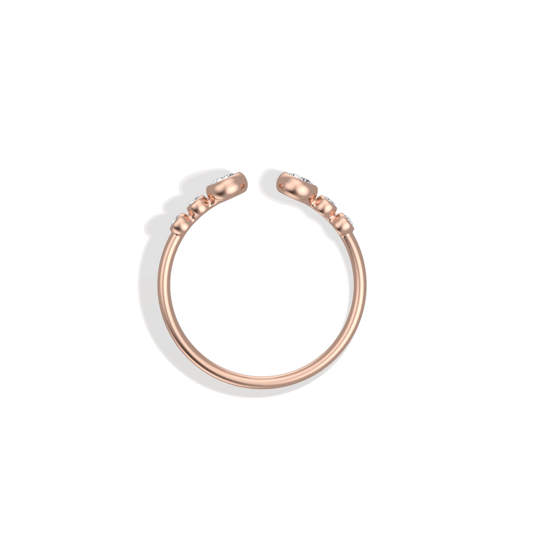 14K Solid Gold Bezel Cuff Ring With Lab Diamond - 