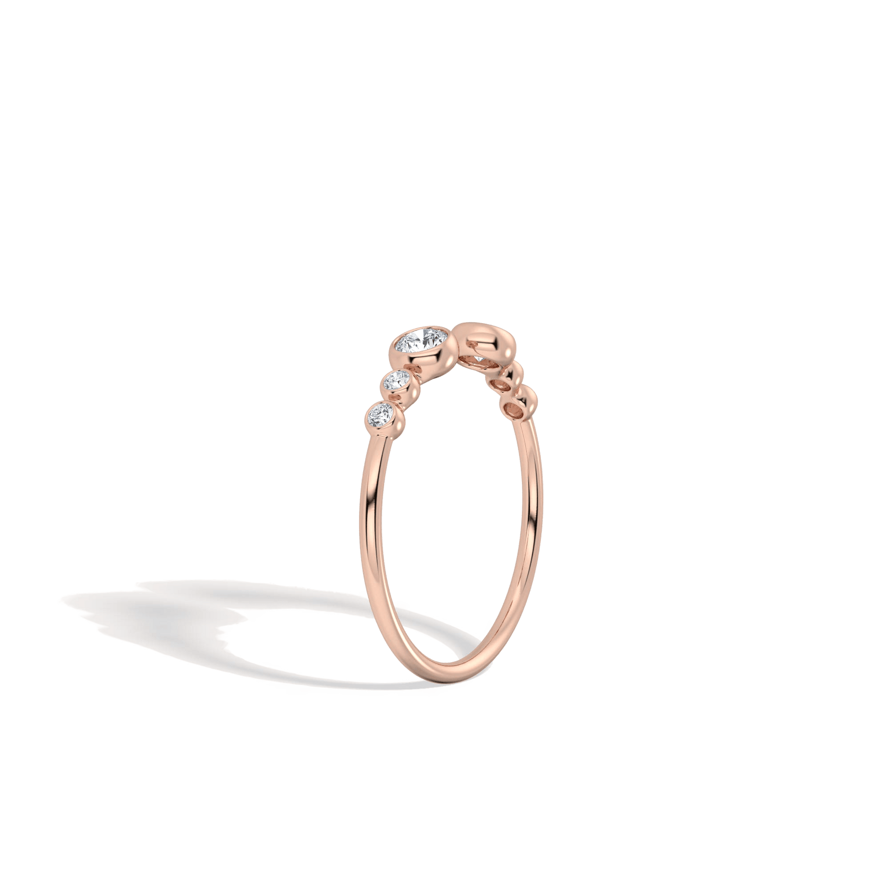 14K Solid Gold Bezel Cuff Ring With Lab Diamond - 