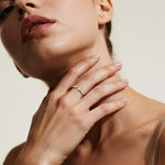 14K Solid Gold Bezel Cuff Ring With Lab Diamond - 