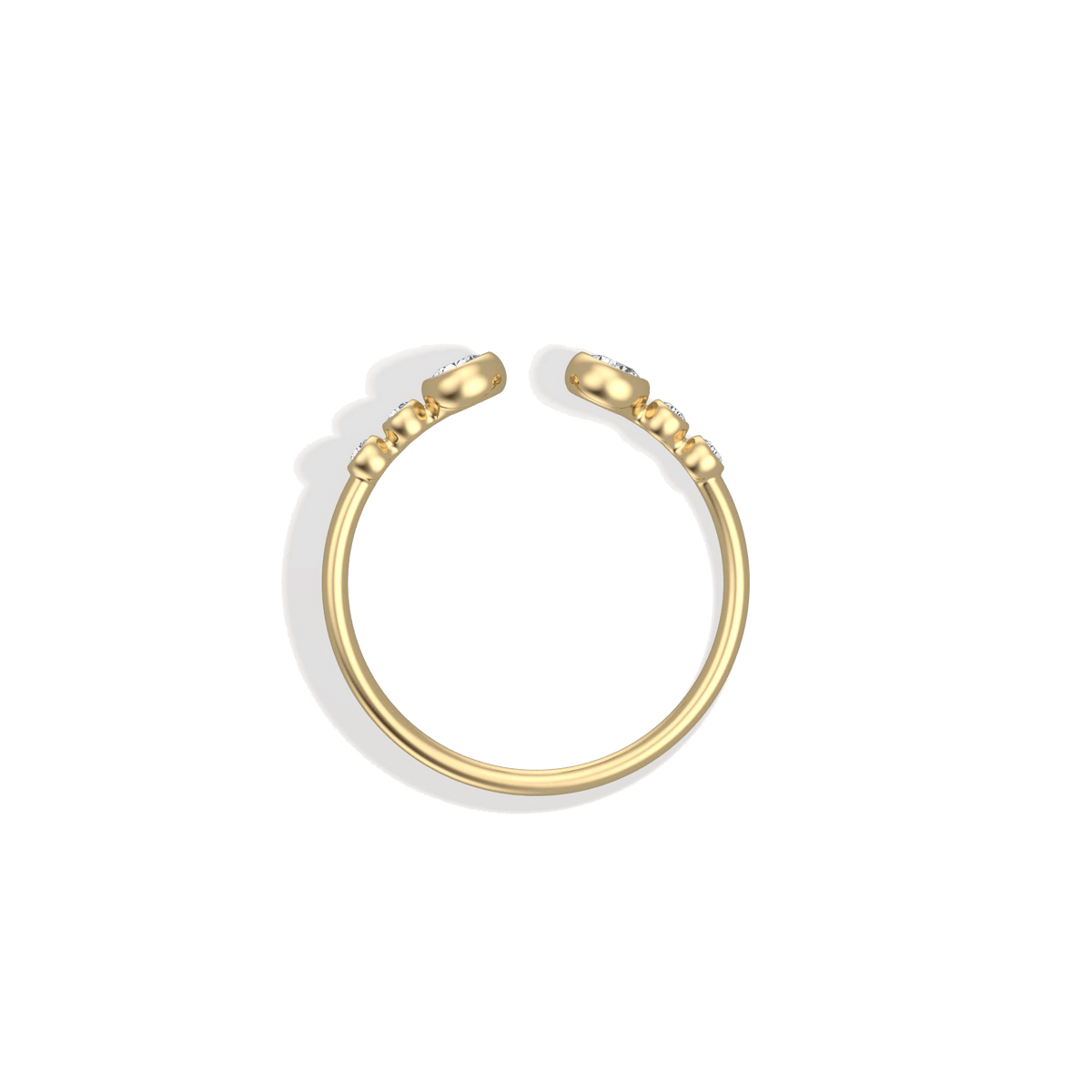 14K Solid Gold Bezel Cuff Ring With Lab Diamond - 