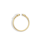 14K Solid Gold Bezel Cuff Ring With Lab Diamond - 
