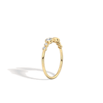14K Solid Gold Bezel Cuff Ring With Lab Diamond - 