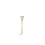 14K Solid Gold Bezel Cuff Ring With Lab Diamond - 