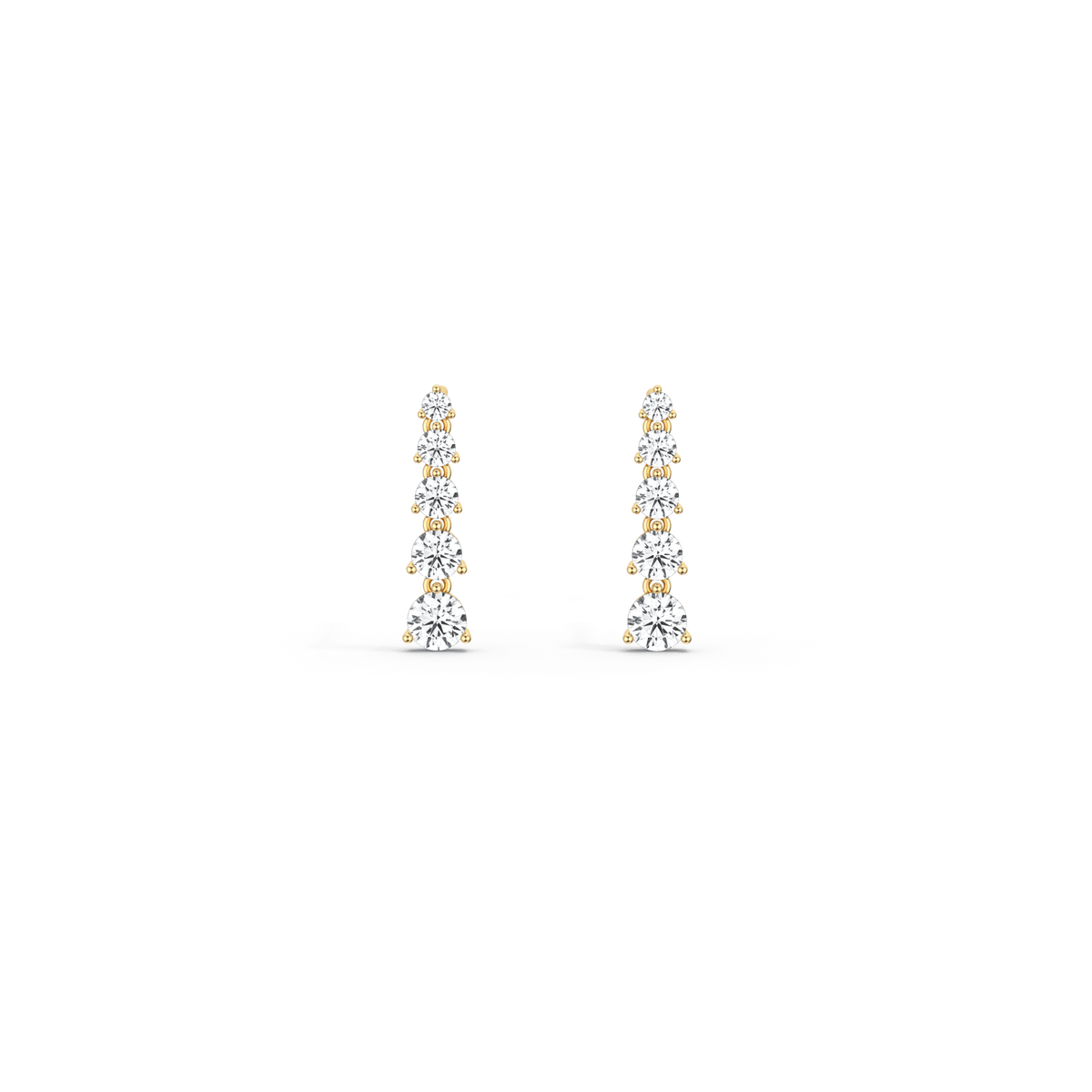 14K Solid Gold Round Dangle Earring With Lab - Grown Diamond - 